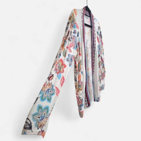 Daniel Rainn Cristiana Floral Print Linen Blend Open Front Cardigan Size L... - Picture 5 of 16